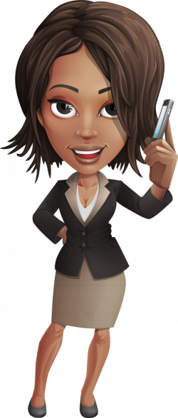 An image of a cartoon style woman holding a cell phone
